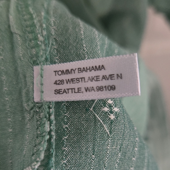 Tommy Bahama Mint Green Striped Button Down Shirt - Picture 5 of 5